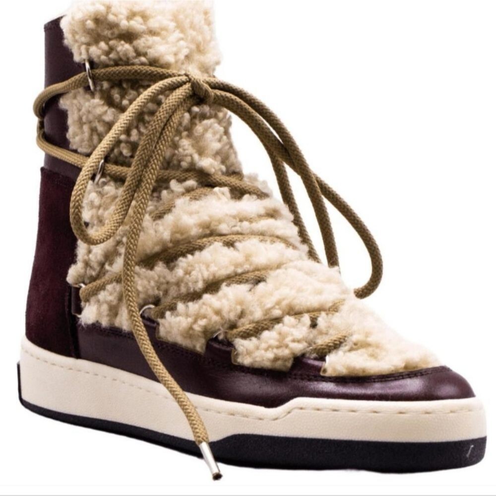 Meline BZ20 Italian Leather & Suede Fur Booties Size 9.5​ NWOB